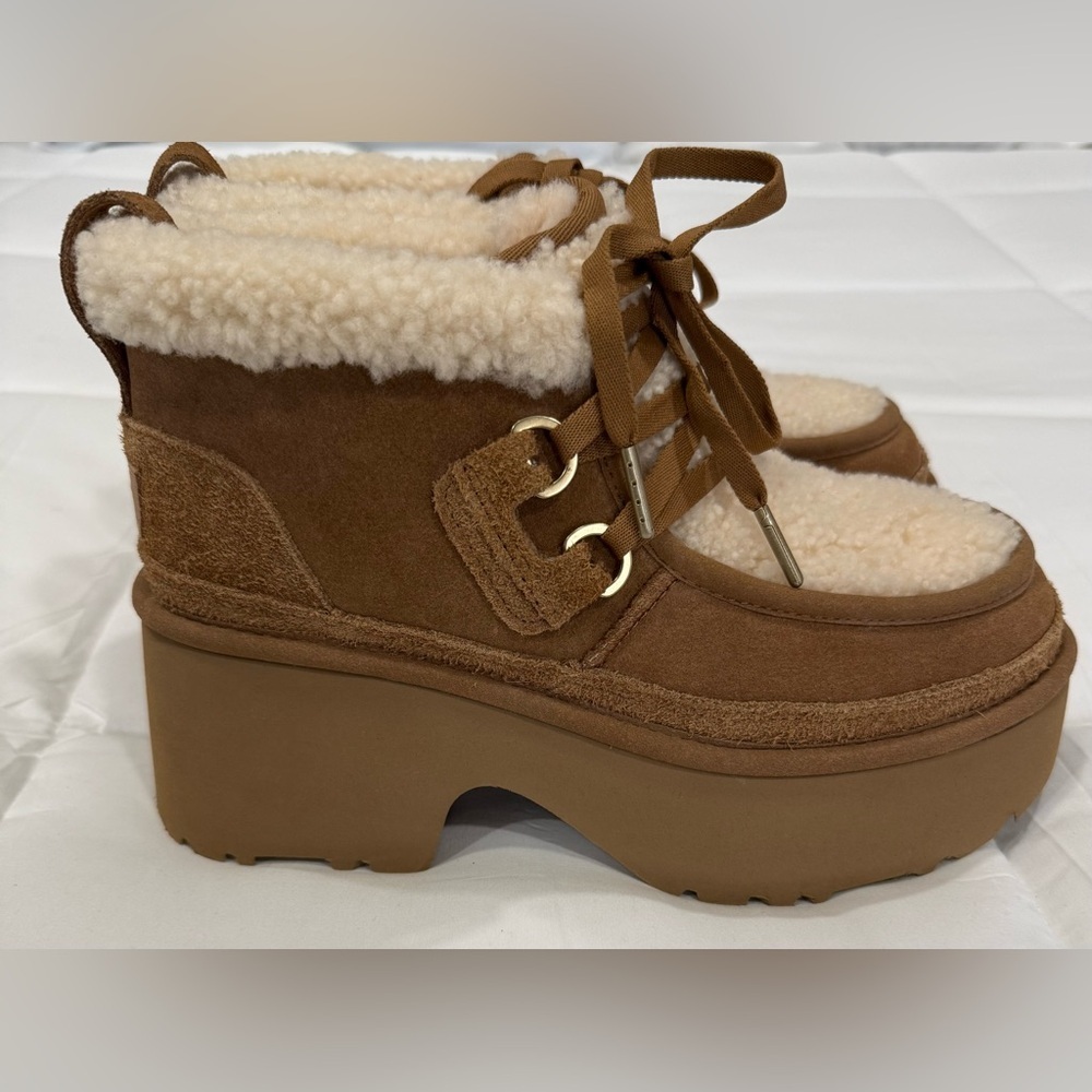 UGG Tan Shearling Platform Boots
